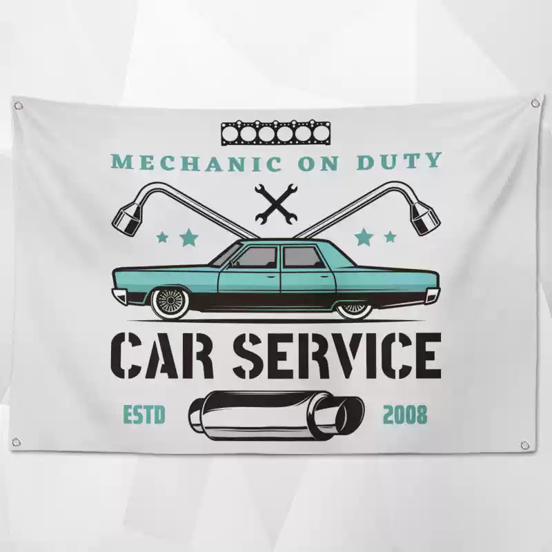 Retro Car Service Flags (Collection One)– Classic Garage & Shop Decor for a Professional Look