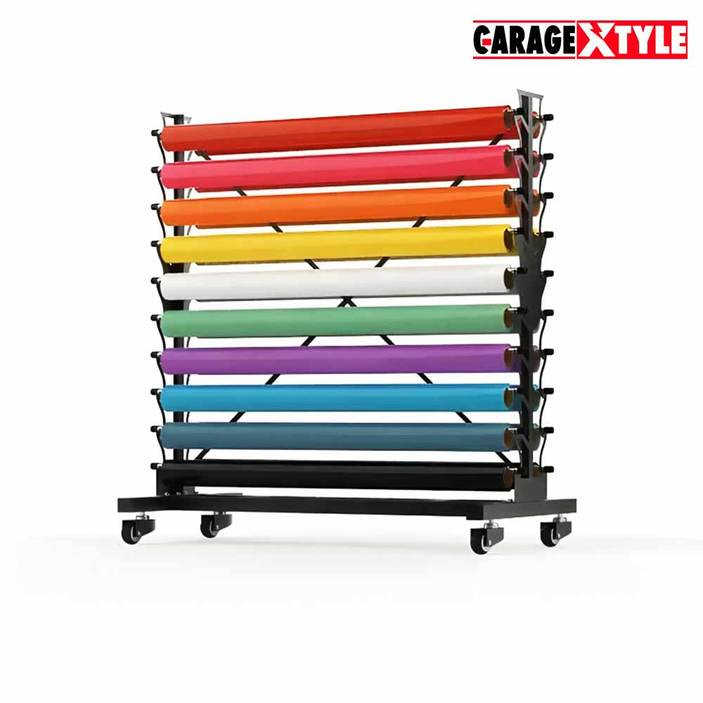 Vinyl Roll Storage Rack with Wheels – Holds 20 Rolls, Mobile & Durable