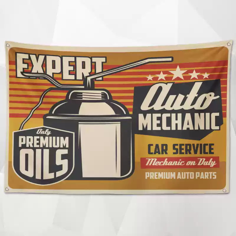 Retro Car Service Flags (Collection One)– Classic Garage & Shop Decor for a Professional Look