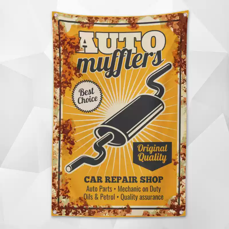 Retro Car Service Flags (Collection One)– Classic Garage & Shop Decor for a Professional Look