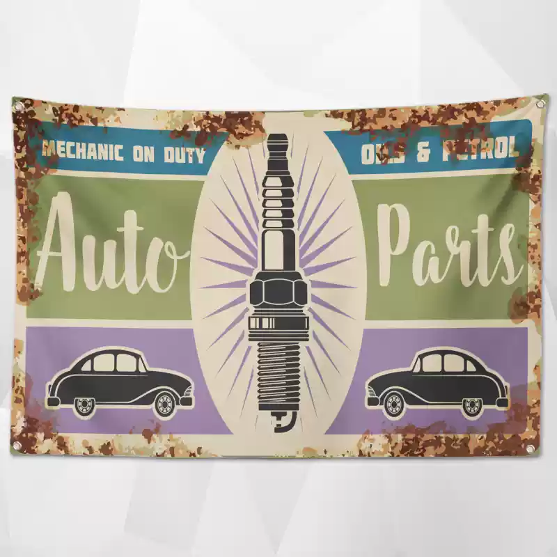 Retro Car Service Flags (Collection One)– Classic Garage & Shop Decor for a Professional Look