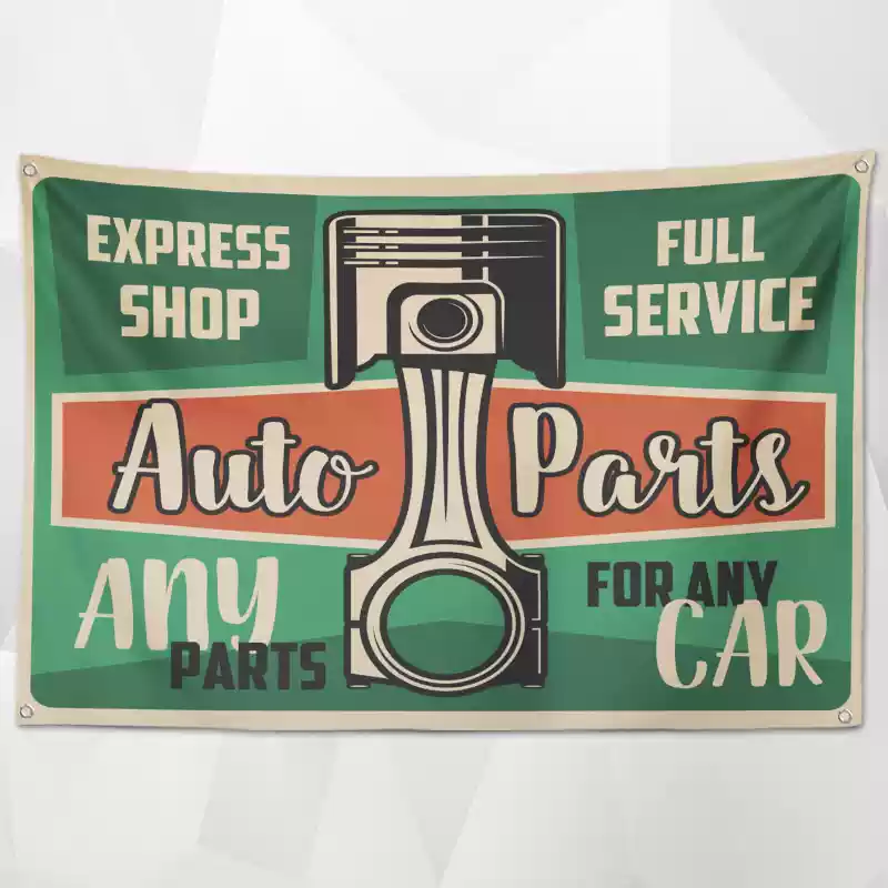 Retro Car Service Flags (Collection One)– Classic Garage & Shop Decor for a Professional Look