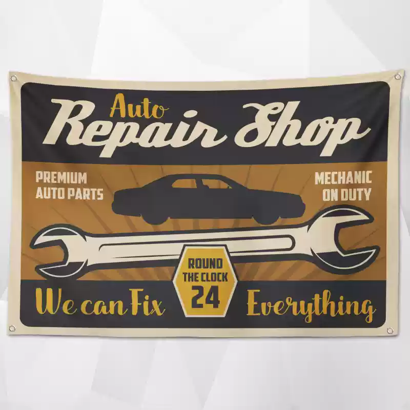 Retro Car Service Flags (Collection One)– Classic Garage & Shop Decor for a Professional Look