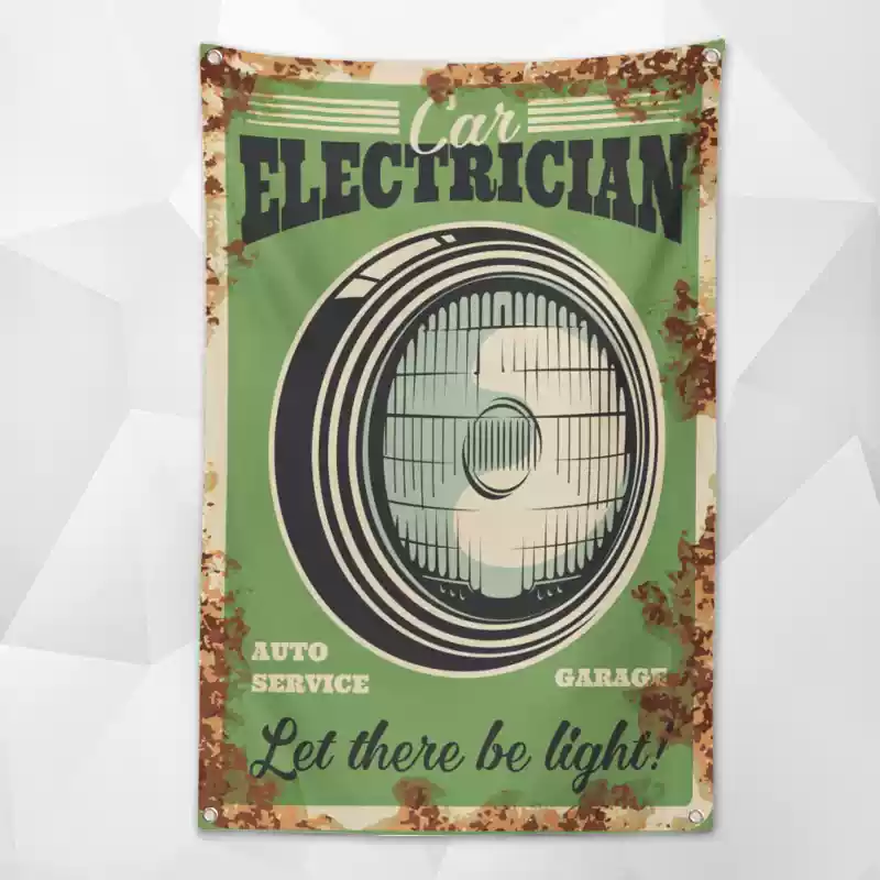 Retro Car Service Flags (Collection One)– Classic Garage & Shop Decor for a Professional Look