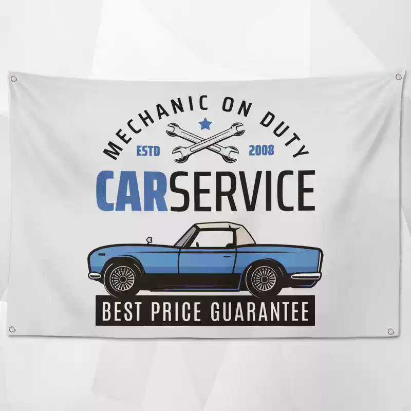 Retro Car Service Flags (Collection One)– Classic Garage & Shop Decor for a Professional Look