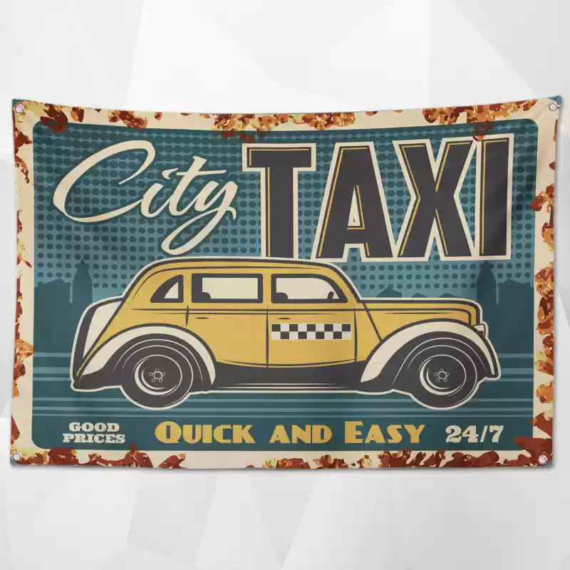 Retro Car Service Flags (Collection One)– Classic Garage & Shop Decor for a Professional Look