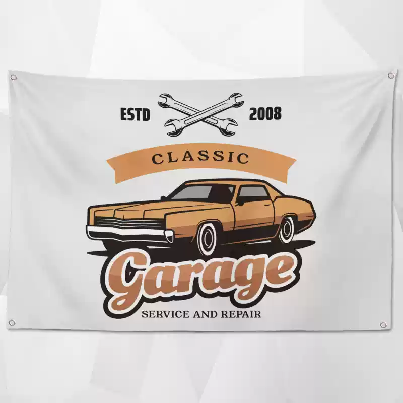 Retro Car Service Flags(Collection Two) – Vintage Automotive Decor for Professional Shops