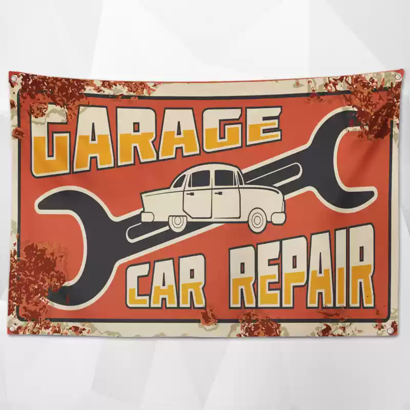 Retro Car Service Flags(Collection Two) – Vintage Automotive Decor for Professional Shops