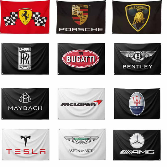 Luxury Car Brand Flags – Premium Shop Decor for a Professional & High-End Look