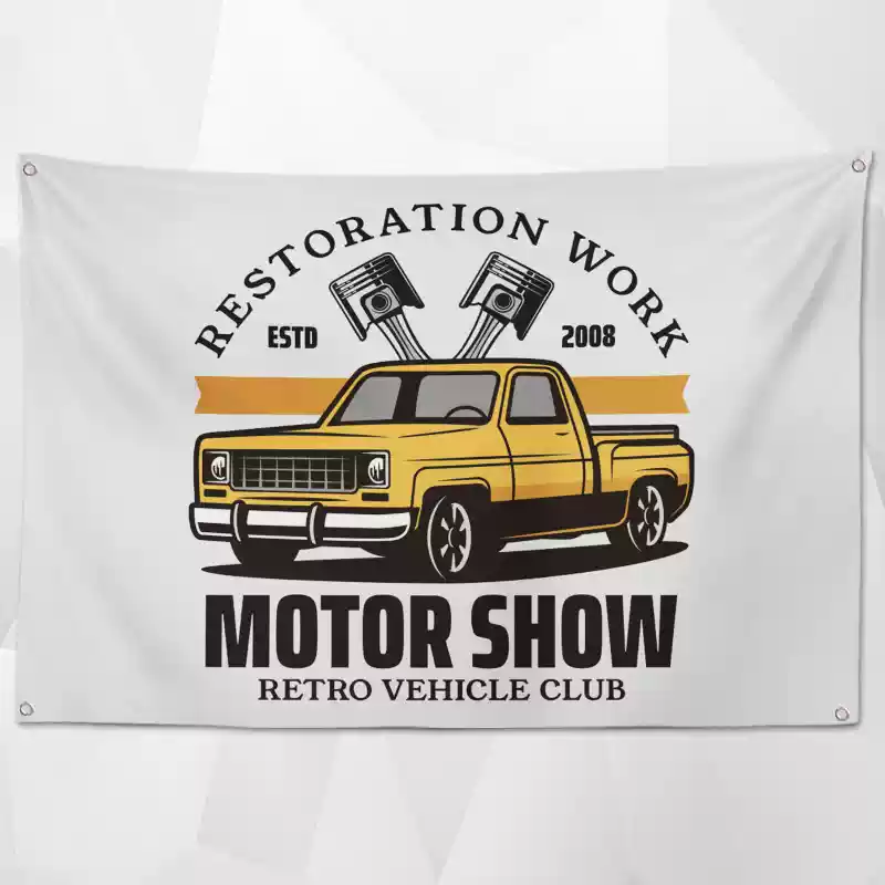 Retro Car Service Flags(Collection Two) – Vintage Automotive Decor for Professional Shops