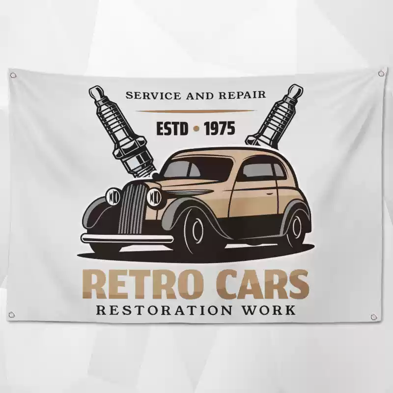 Retro Car Service Flags(Collection Two) – Vintage Automotive Decor for Professional Shops