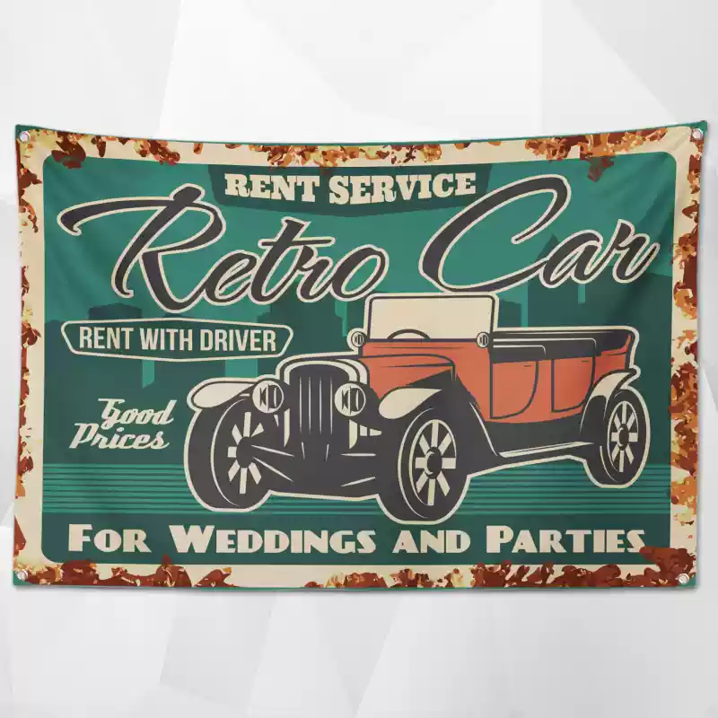 Retro Car Service Flags(Collection Two) – Vintage Automotive Decor for Professional Shops